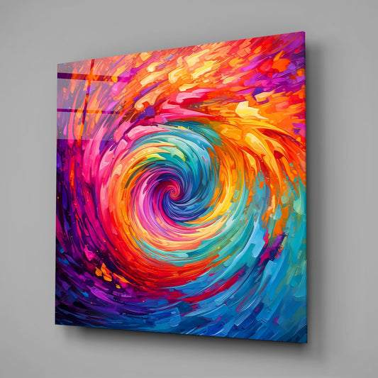 Rainbow Vortex Spiral Swirl Glass Wall Art