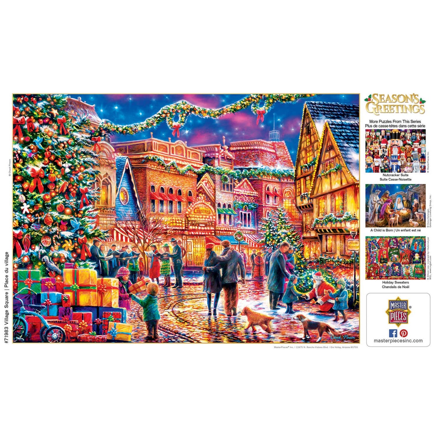 Season's Greetings - Village Square 1000 Piece Puzzle by Masterpieces