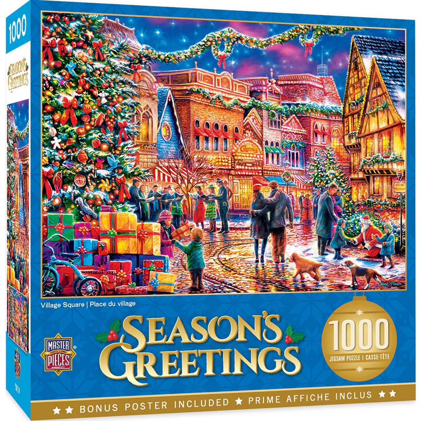 Season's Greetings - Village Square 1000 Piece Puzzle by Masterpieces