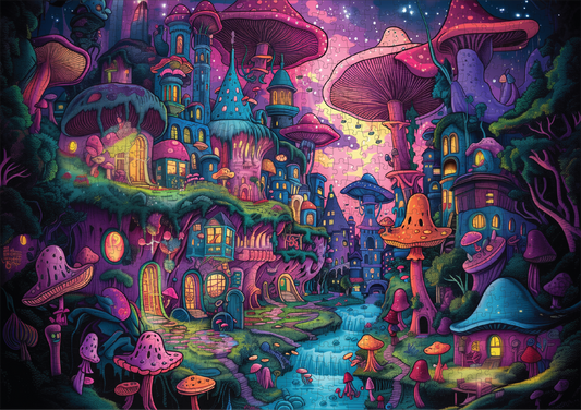 Shroomopolis Adult 1000 Piece Jigsaw Puzzle | Trippy Puzzle Co