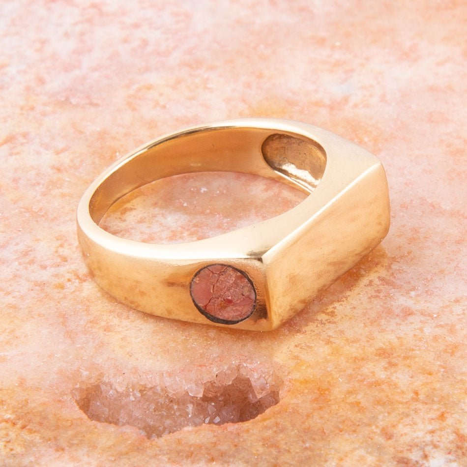 Signet Orange Sponge Coral and Bronze In The Hole Ring Otarealm