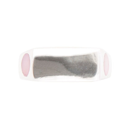 Signet Pink Opal and Sterling Silver In The Hole Ring