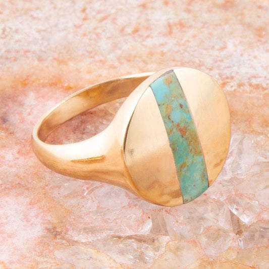 Signet Turquoise and Bronze Circle Ring Otarealm