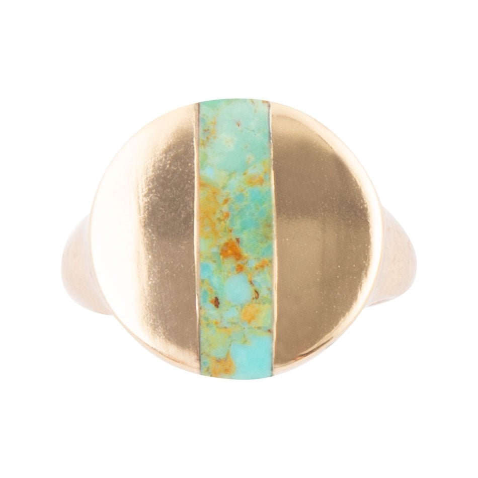 Signet Turquoise and Bronze Circle Ring Otarealm