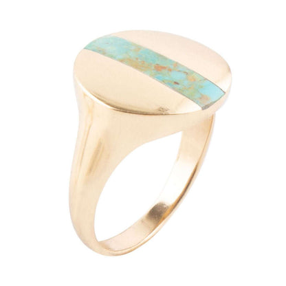 Signet Turquoise and Bronze Circle Ring Otarealm