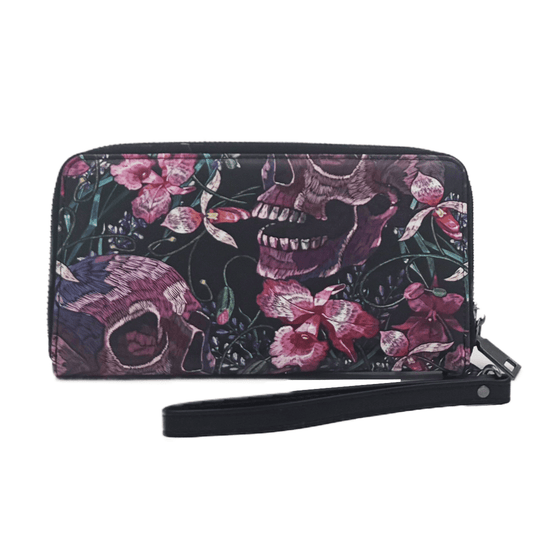 Skulls and Flowers Clutch Wallet
