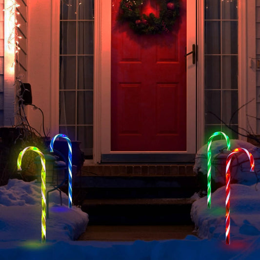 Solar Christmas Candy Cane Light IP55 Waterproof Stake Light Otarealm
