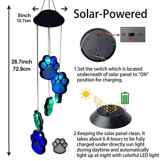 Solar Dog Claw Wind Chime Light Otarealm