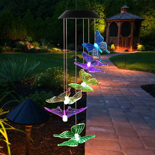 Solar LED Butterfly Wind Chimes Otarealm