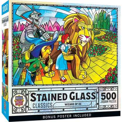 Stained Glass Wizard of Oz 500 Piece Jigsaw Puzzle | Masterpieces Puzzles