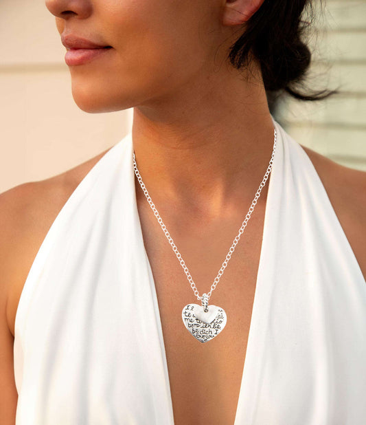 Sterling Silver Engraved Heart Pendant Neckalce Otarealm
