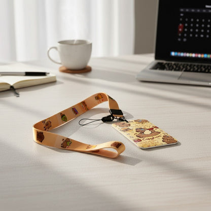 Student ID Badge Holder with Capybara Design and Lanyard