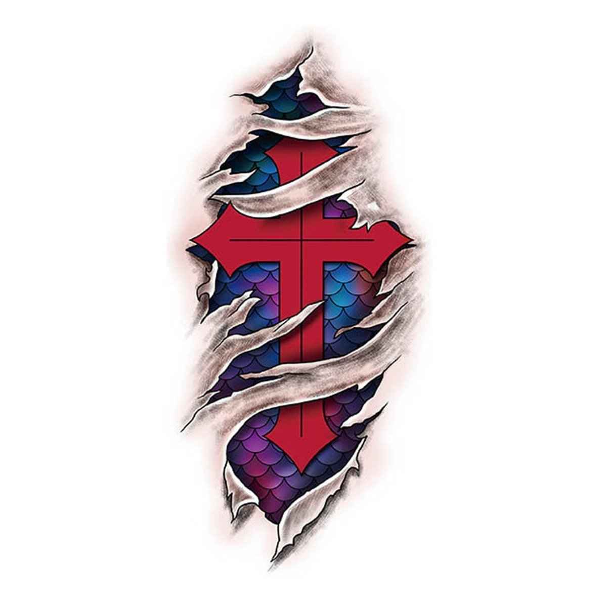 Red Cross & Shark Temporary Tattoos – Fun Party Body Art