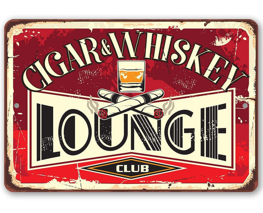 Cigar & Whiskey Lounge - Metal Sign