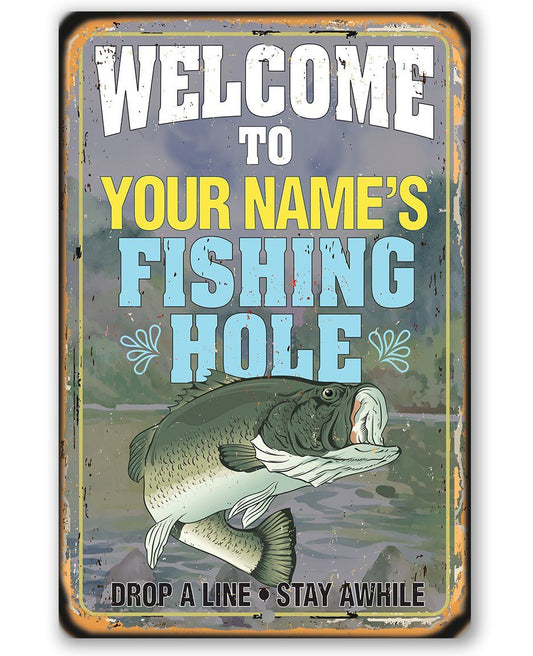 Personalized - Fishing Hole - Metal Sign