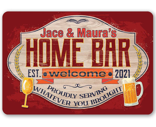 Personalized - Home Bar - Metal Sign