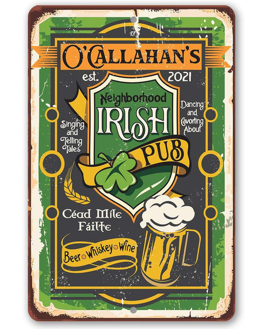 Personalized - Irish Pub - Metal Sign