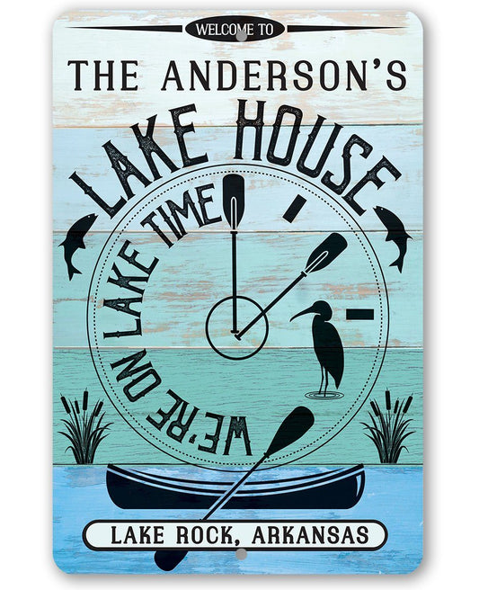 Personalized - We are on Lake Time - Metal Sign