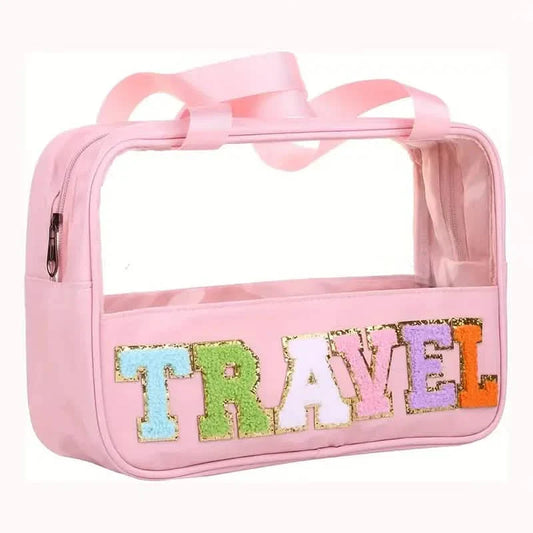 Transparent Letter Pattern Makeup Bag with Handle