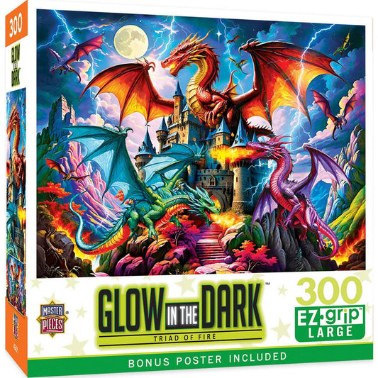 Triad of Fire 300 Piece Glow in the Dark Jigsaw Puzzle | Masterpieces