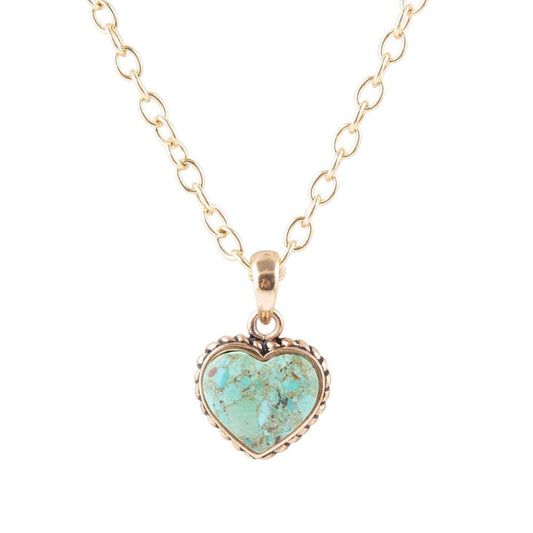 Turquoise Heart Pendant and Bronze Necklace Otarealm