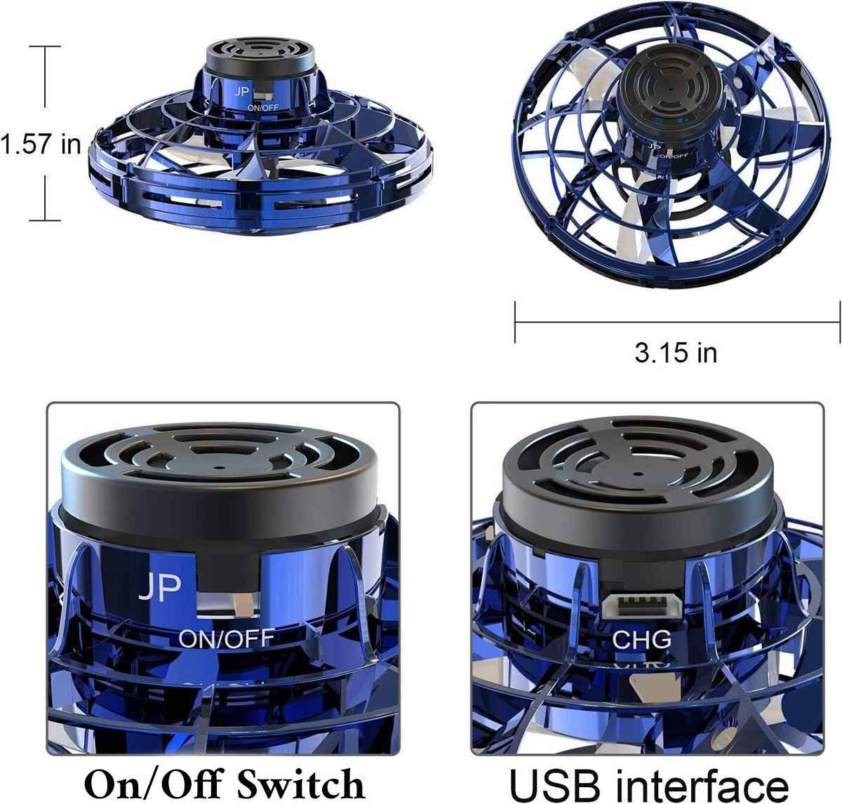 Rechargeable UFO Flying Spinner Drone Plastic Fidget Spinner Toy