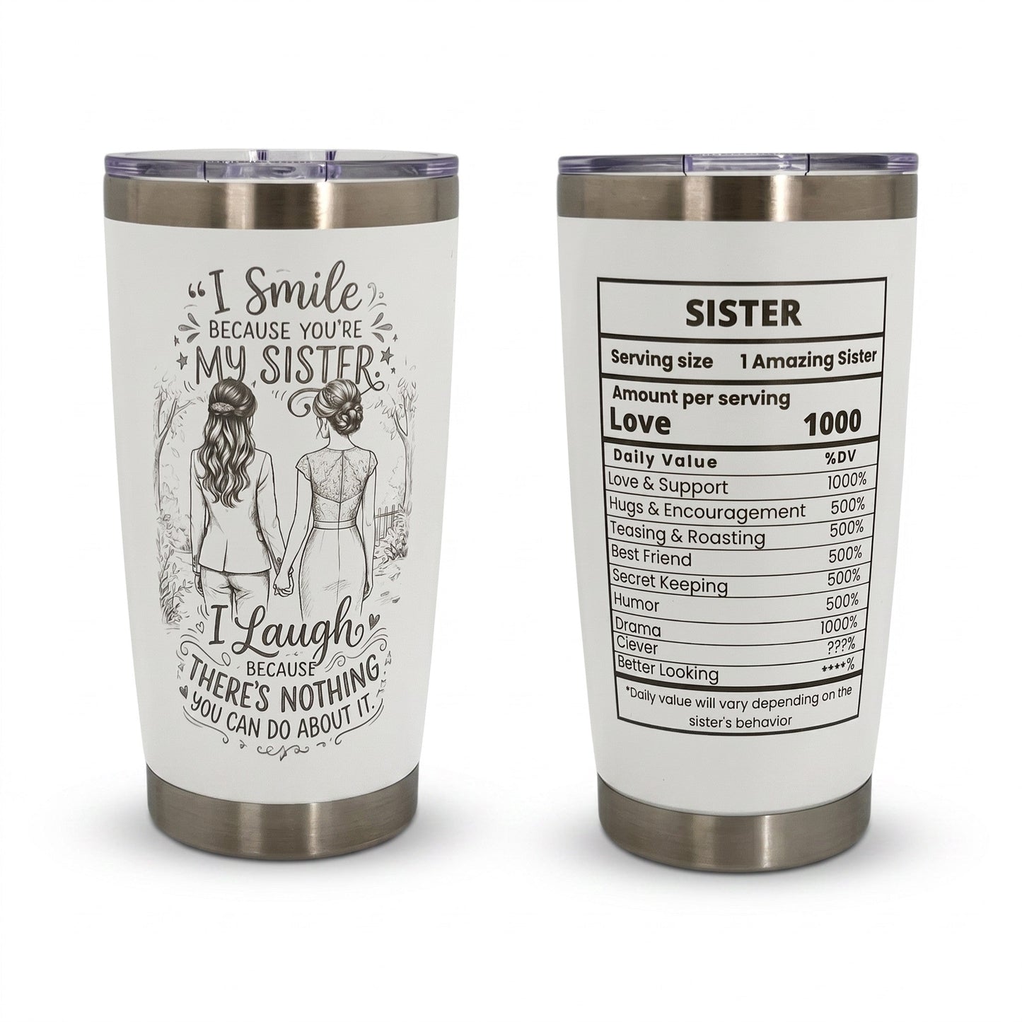 Unique Sister Gift 20oz Insulated Stainless Steel Travel Tumbler