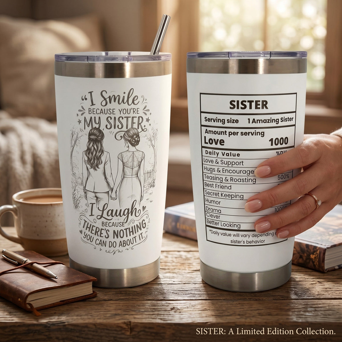 Unique Sister Gift 20oz Insulated Stainless Steel Travel Tumbler