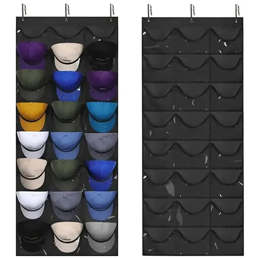 Visible Baseball Hat Rack for Wall Door with 3 Hooks 24 Deep Pockets Otarealm