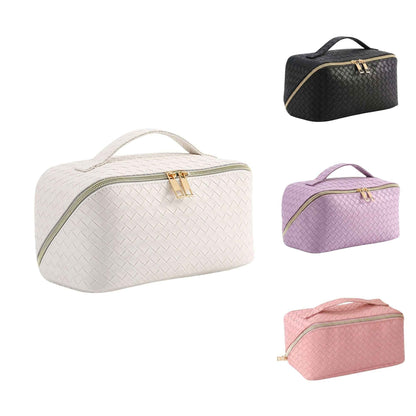 Water Resist PU Leather Makeup Bag Large Capacity Travel Toiletry Pouch