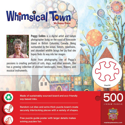 Whimsical Town - My Happy Place 500 Piece Jigsaw Puzzle by Masterpieces Puzzles