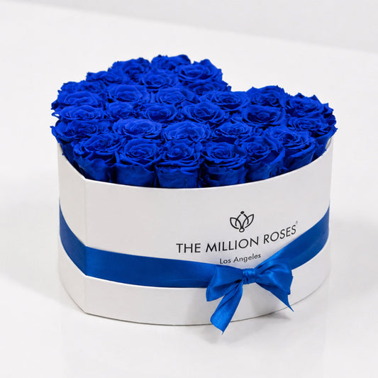 Heart White Box | Royal Blue Roses