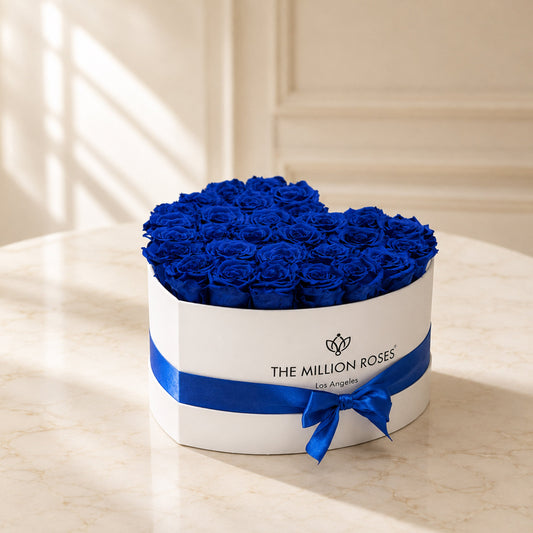 Heart White Box | Royal Blue Roses