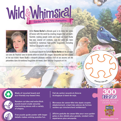 Wild & Whimsical - Garden Party 300 Piece EZ Grip Puzzle by MasterPieces | Cute Birds Tea Time Jigsaw Puzzle