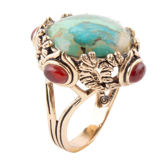 Wilder Blue Turquoise Golden Statement Ring Otarealm