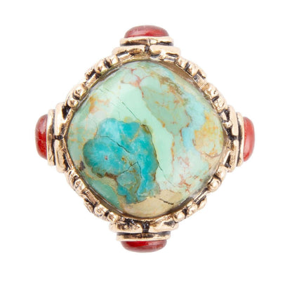 Wilder Blue Turquoise Golden Statement Ring Otarealm