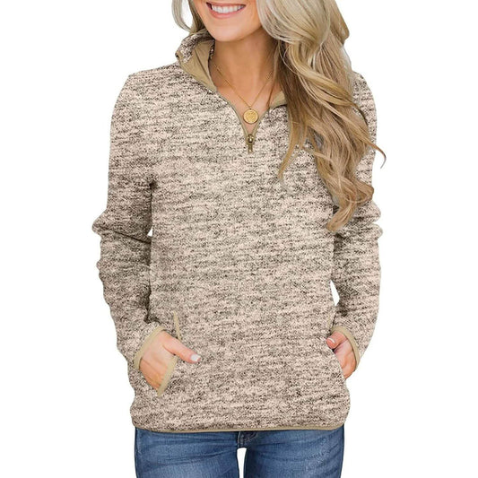 Women Casual Long Sleeve Stand Collar with Pockets Otarealm