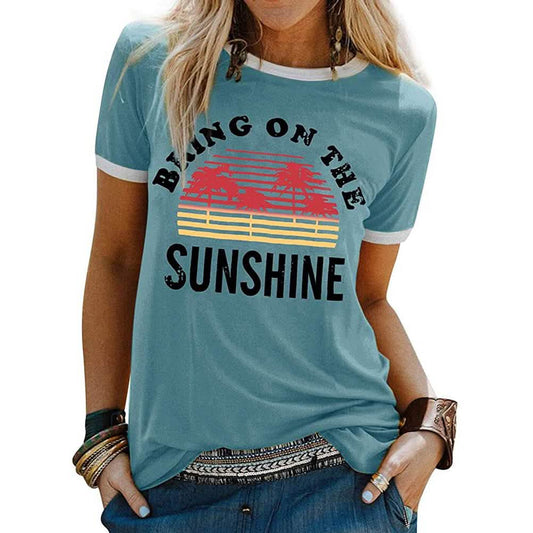 Women Sunshine Graphic Long Sleeves Tees Blouses Otarealm