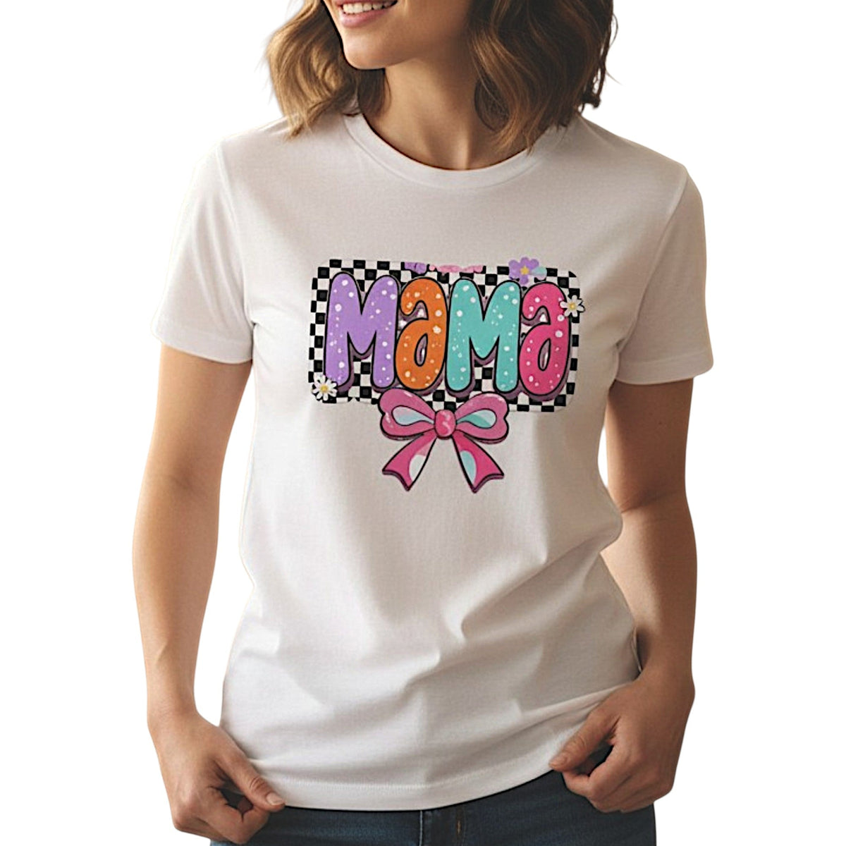 Womens Coquette Mama Shirt Cute Bow Graphic Mothers Day Gift Tee