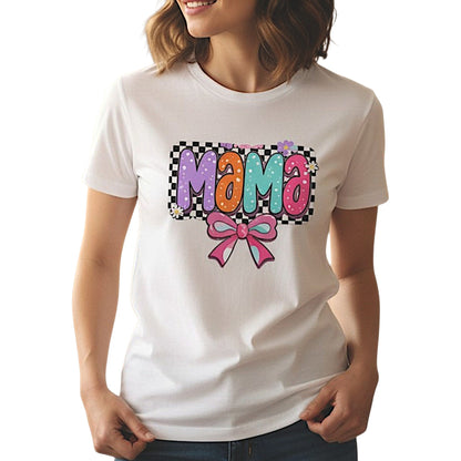 Womens Coquette Mama Shirt Cute Bow Graphic Mothers Day Gift Tee
