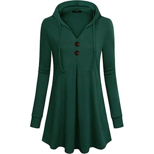 Women's Long Sleeve Hooded Tunic Tops Otarealm
