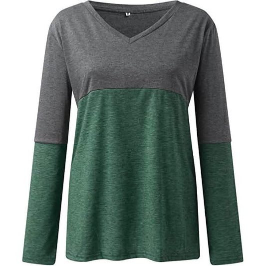 Women's Long Sleeve V Neck Loose Basic Shirt Otarealm