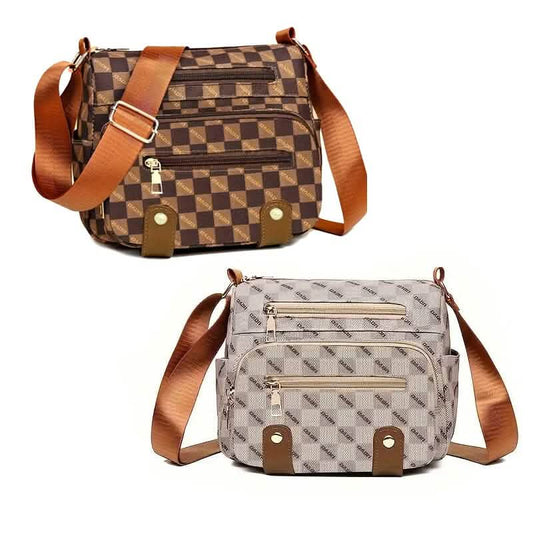 Women's Multi Pocket Plaid Pattern Crossbody Bag Otarealm