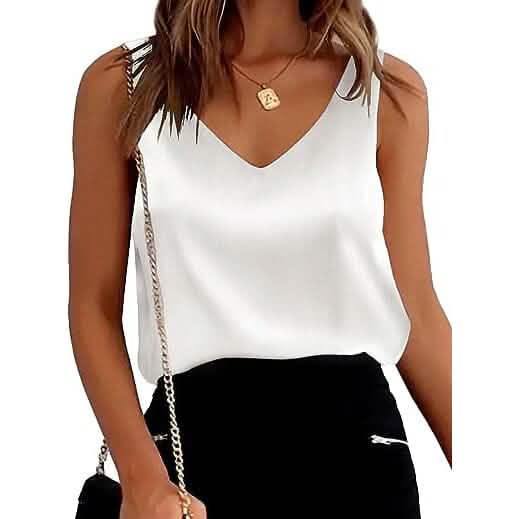 Womens Silk Satin Tank Tops Otarealm
