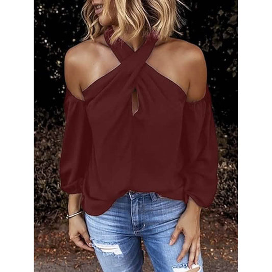 Women's Solid Color Halter Top Otarealm