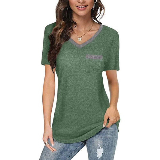Womens V Neck Short Sleeve Tops Otarealm