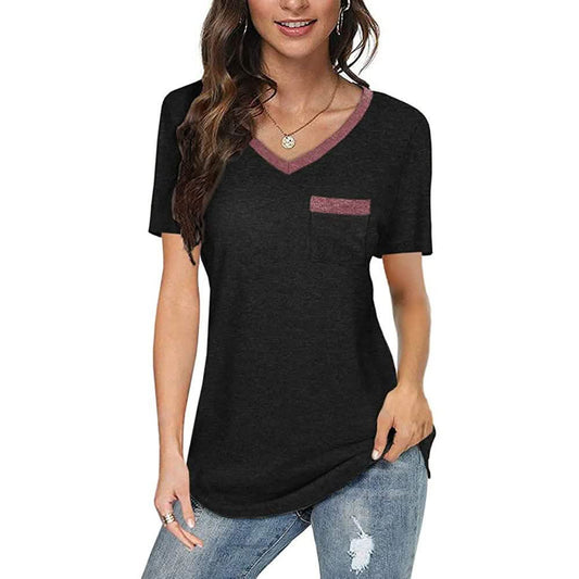 Womens V Neck Short Sleeve Tops Otarealm