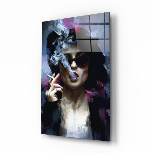 Smoking Rebel Muse Glass Wall Art