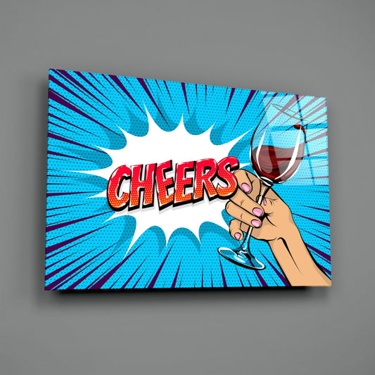 Pop Art Hand Holding Red Wine Cheers Glass Wall Art