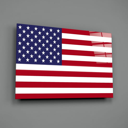 Classic Flat Stars and Stripes Flag Glass Wall Art
